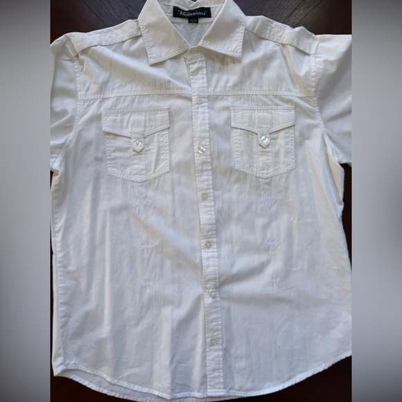 VITORIOUS White Short Sleeve Men's Shirt SIZE L - Picture 2 of 7
